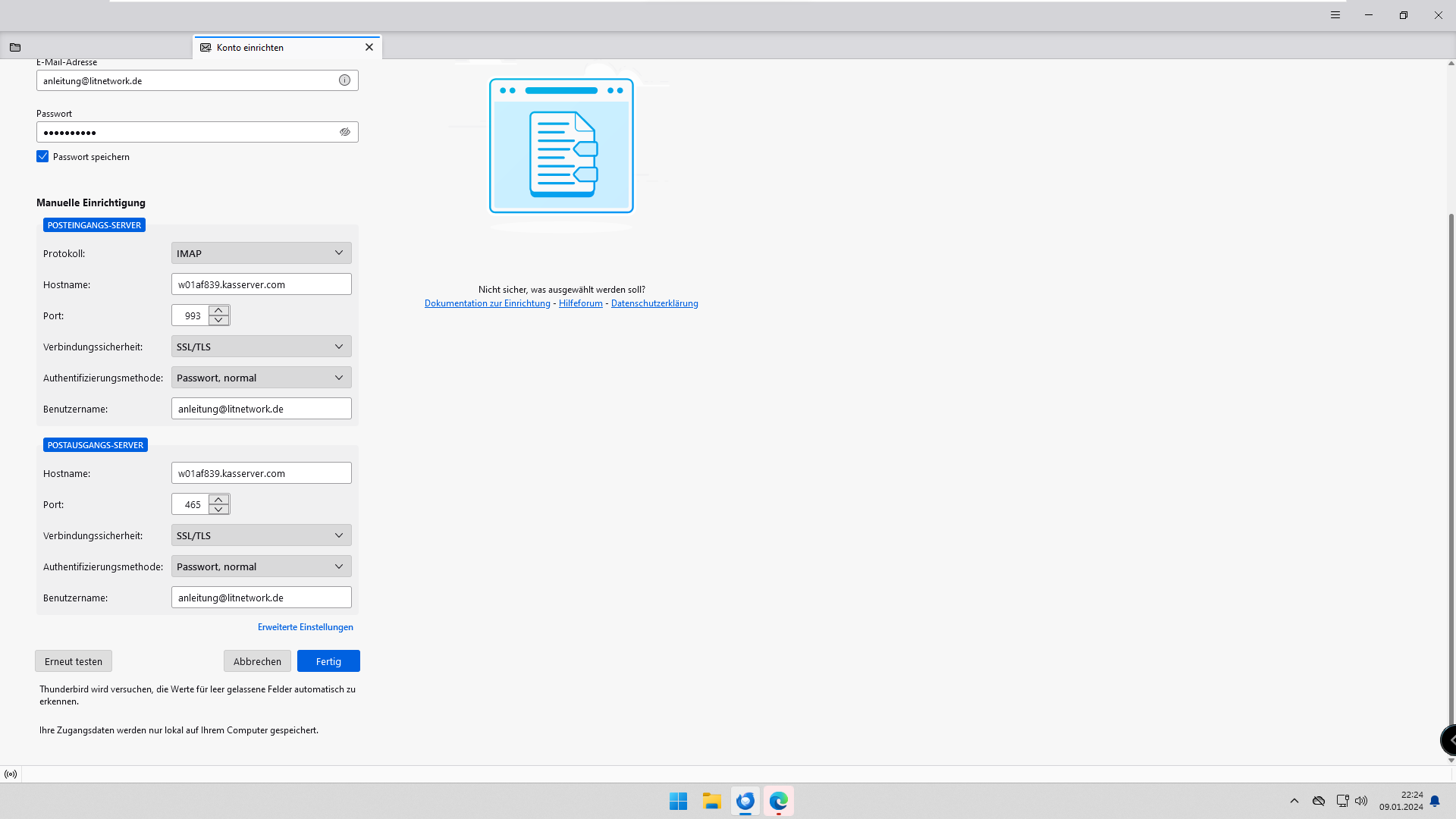 Thunderbird neues Postfach Screenshot